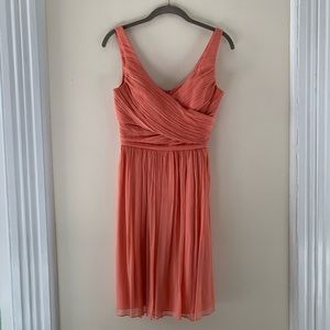 J. Crew Silk Chiffon “Heidi” Knee Length Bridesmaid Cocktail Dress in Coral